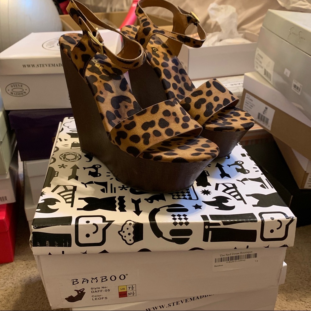 Leopard print wedge heels. Worn once